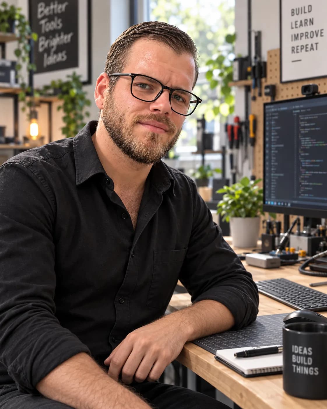 Chris Pascal Landwehr an einem Arbeitsplatz für Webentwicklung